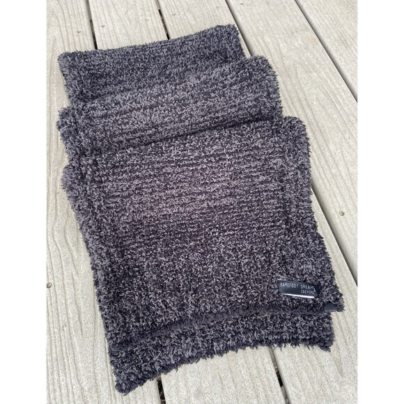 Barefoot Dreams CozyChic Dark Gray Long Scarf Soft Plush Fuzzy Plush Knit - Picture 2 of 11